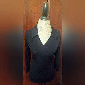 Attention Black Collared Blouse